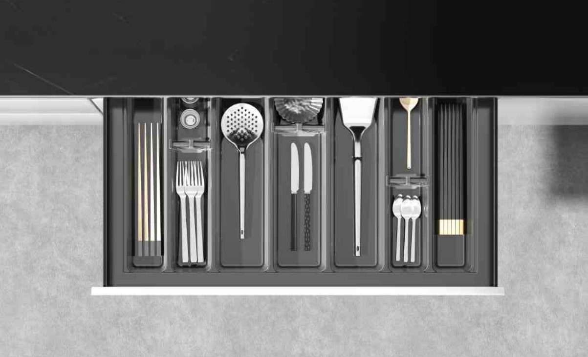 Plateau de couverts réglables pour la cuisine et les tiroirs d'armoire de salle à manger en abdos